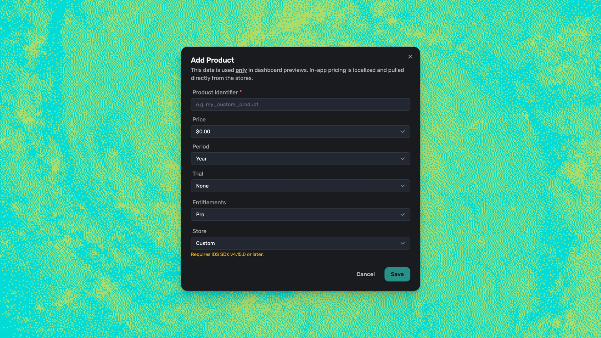 Adding a custom product in the Superwall dashboard