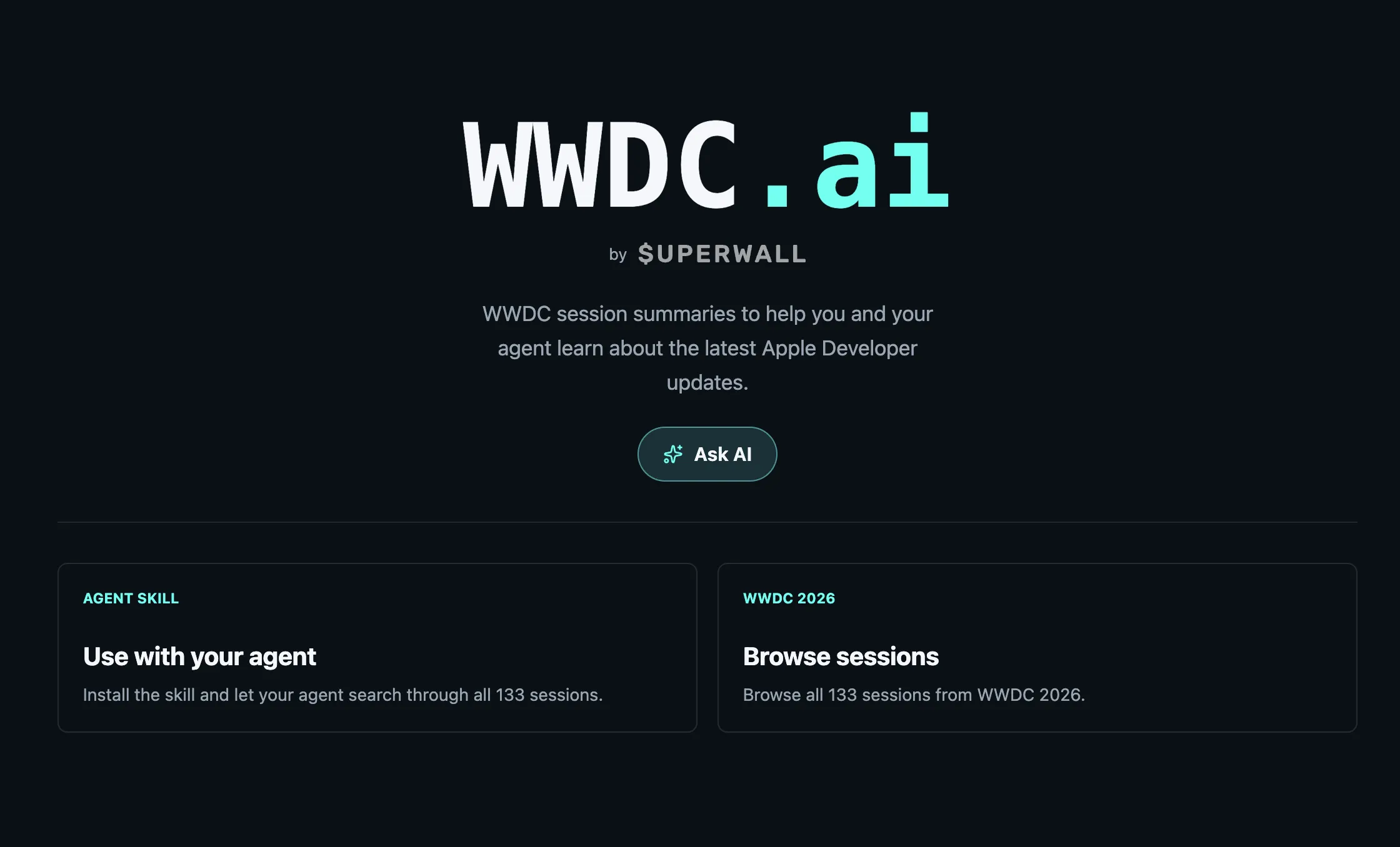 The wwdc.ai homepage