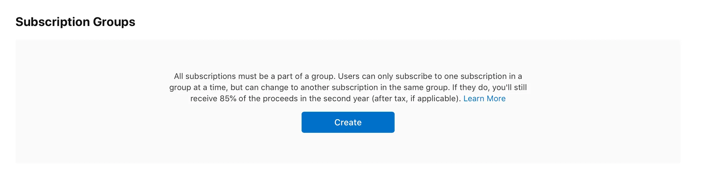 Creating a subscription group in App Store Connect