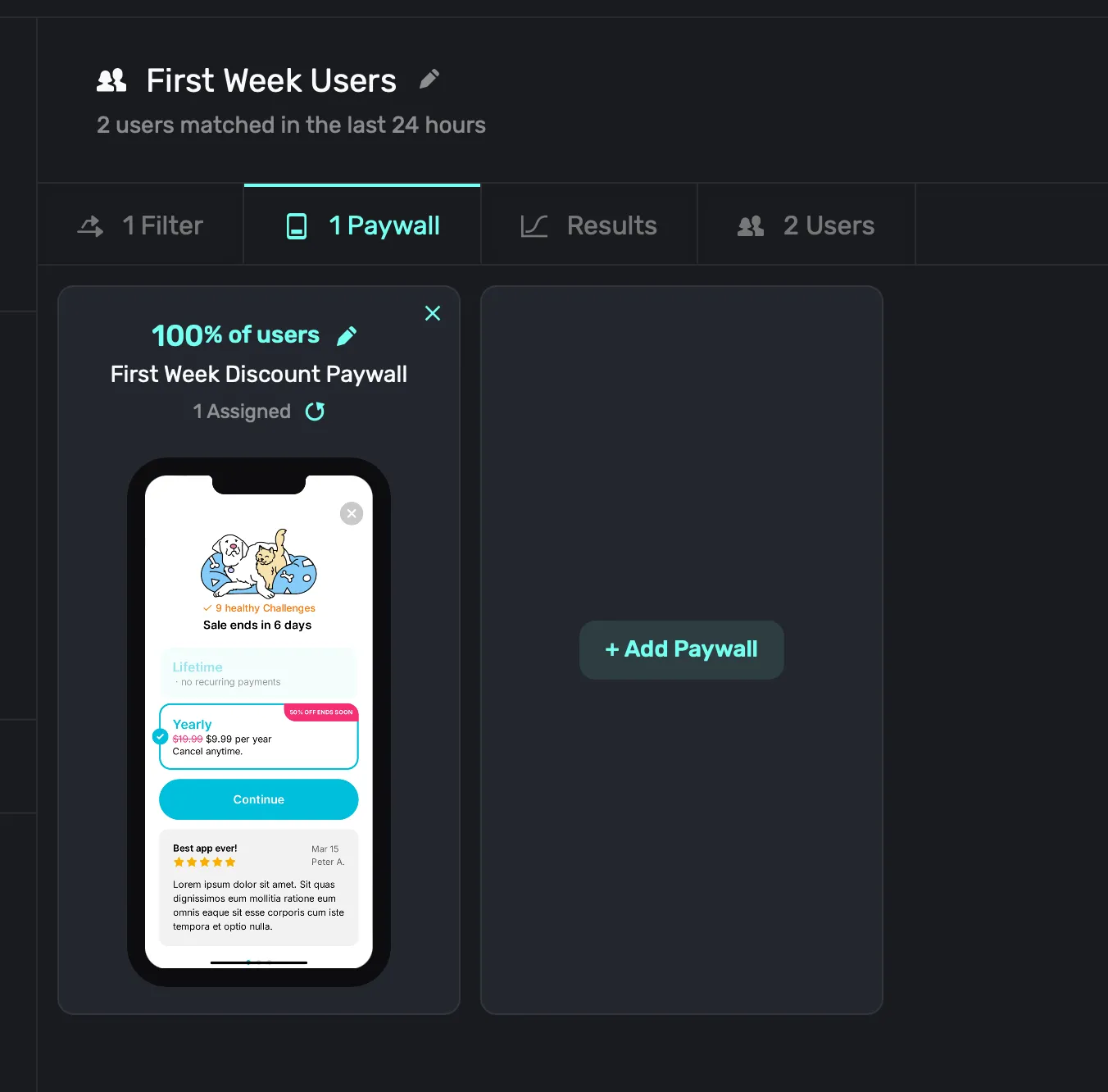 Attaching the paywall to show for new users in the campaign editor