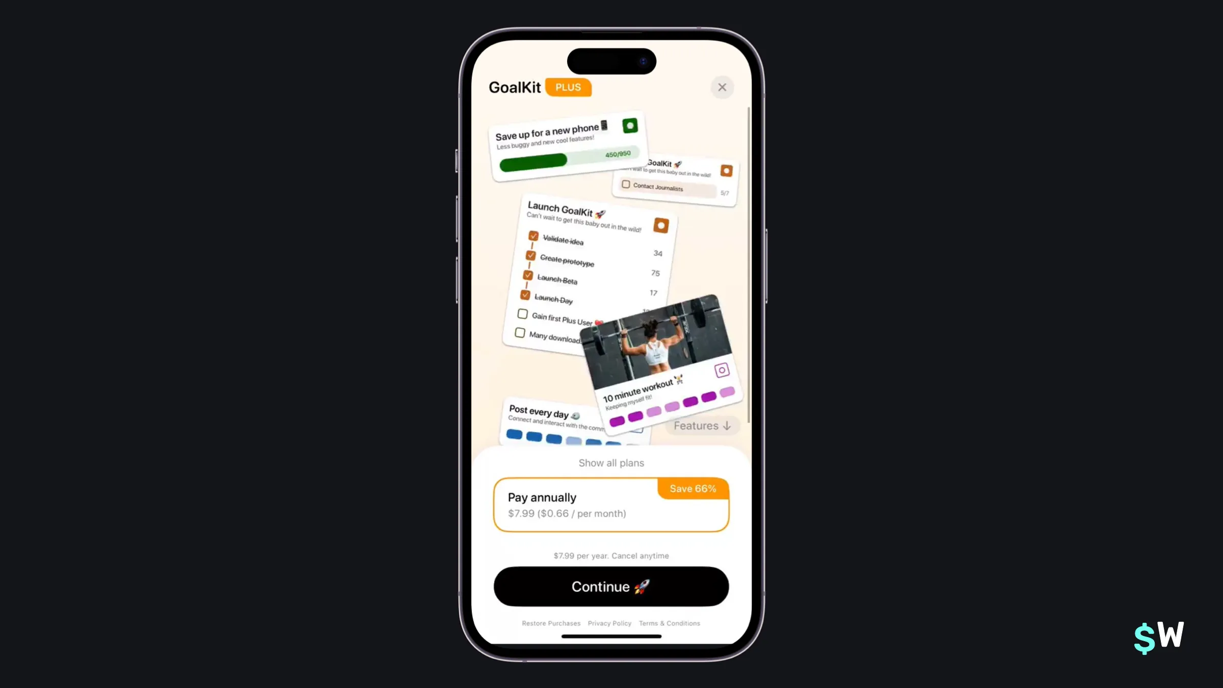Goalkit paywall showing recognizable UI chunks from the app