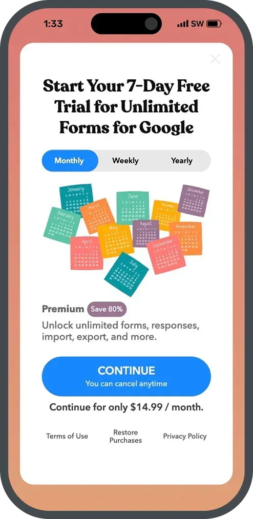 Forms App paywall
